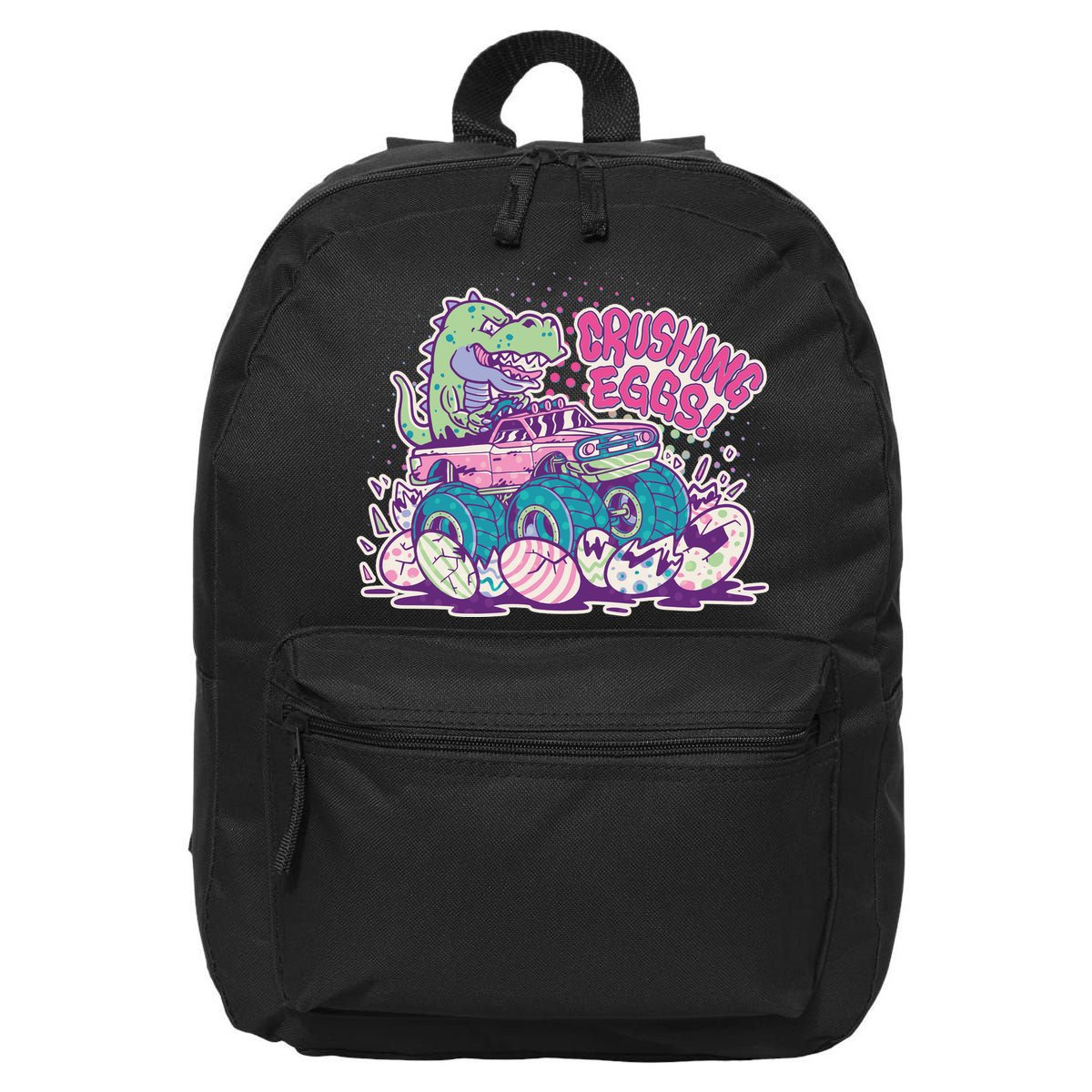Funny Easter Crushing Eggs TRex Dinosaur Monster Truck 16 in Basic Backpack