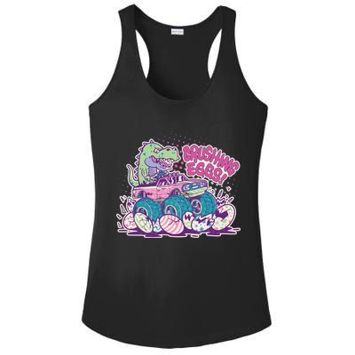 Funny Easter Crushing Eggs TRex Dinosaur Monster Truck Ladies PosiCharge Competitor Racerback Tank
