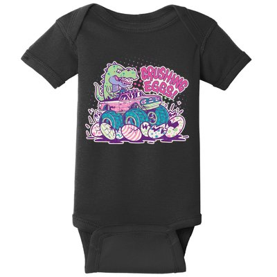 Funny Easter Crushing Eggs TRex Dinosaur Monster Truck Baby Bodysuit