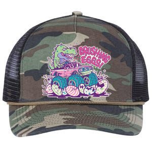 Funny Easter Crushing Eggs TRex Dinosaur Monster Truck Retro Rope Trucker Hat Cap