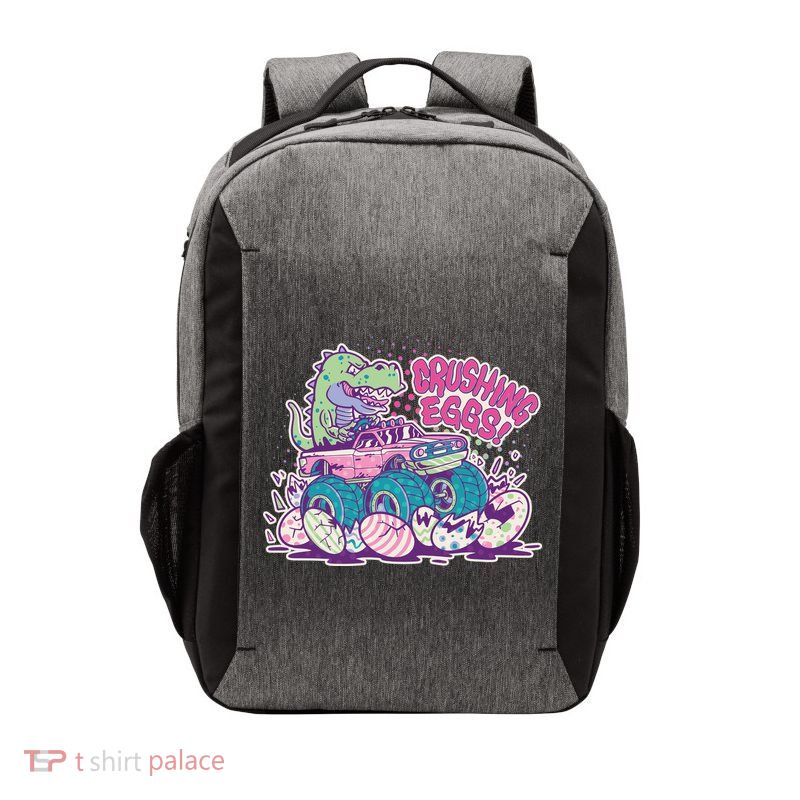 Funny Easter Crushing Eggs TRex Dinosaur Monster Truck Vector Backpack