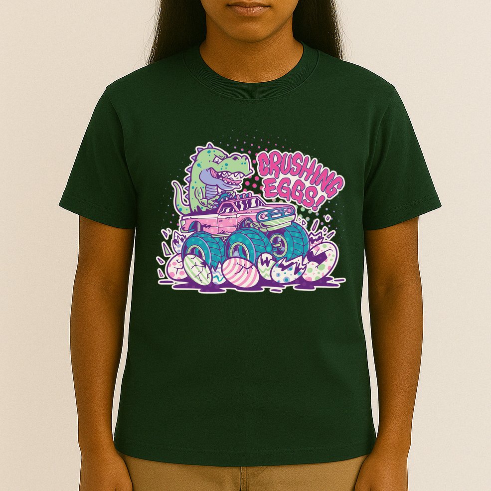 Funny Easter Crushing Eggs TRex Dinosaur Monster Truck T-Shirt
