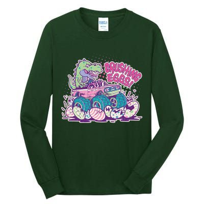 Funny Easter Crushing Eggs TRex Dinosaur Monster Truck Tall Long Sleeve T-Shirt