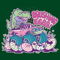 Funny Easter Crushing Eggs TRex Dinosaur Monster Truck Cooling Performance Long Sleeve Crew