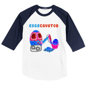 Funny Eggscavator Cute Excavator Easter Lovers Gift Baseball Sleeve Shirt