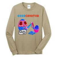 Funny Eggscavator Cute Excavator Easter Lovers Gift Tall Long Sleeve T-Shirt