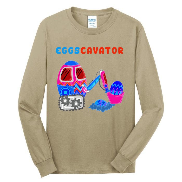 Funny Eggscavator Cute Excavator Easter Lovers Gift Tall Long Sleeve T-Shirt