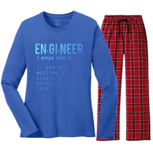 Funny Engineering Cute Gift Engineer Definition Funny Gift Women's Long Sleeve Flannel Pajama Set 