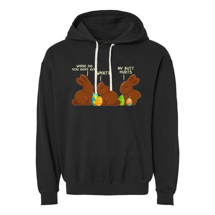Funny Easter Chocolate Bunny Rabbits Garment-Dyed Fleece Hoodie