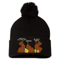 Funny Easter Chocolate Bunny Rabbits Pom Pom 12in Knit Beanie