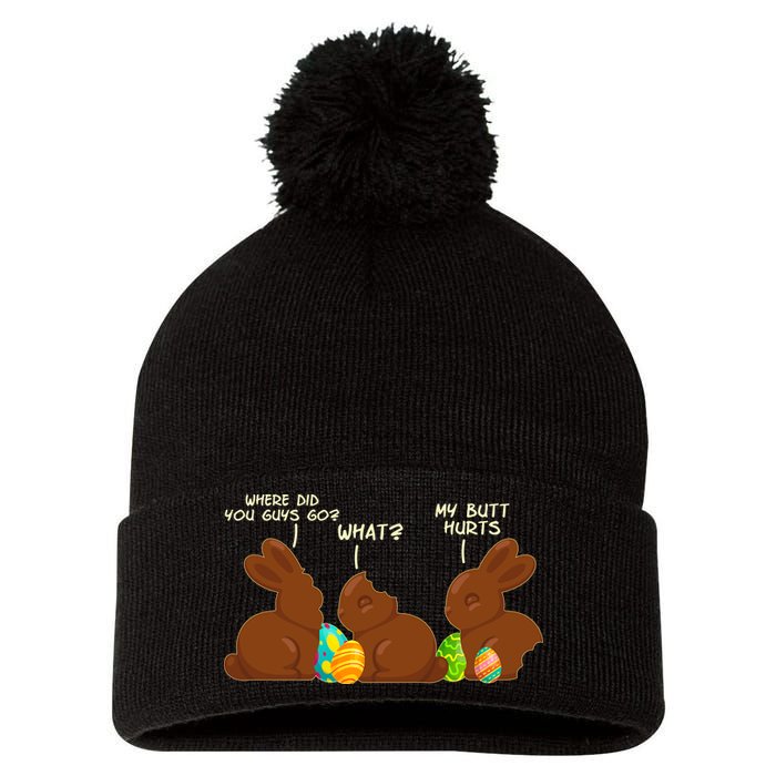 Funny Easter Chocolate Bunny Rabbits Pom Pom 12in Knit Beanie