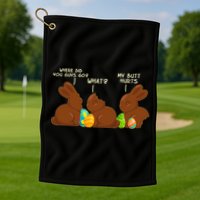 Funny Easter Chocolate Bunny Rabbits Golf Towel