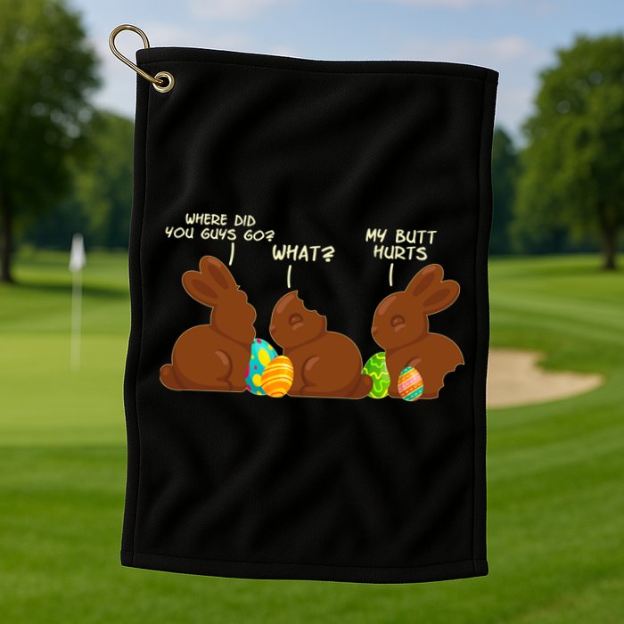 Funny Easter Chocolate Bunny Rabbits Golf Towel