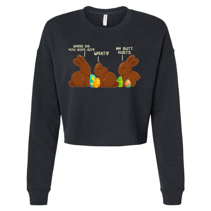 Funny Easter Chocolate Bunny Rabbits Cropped Pullover Crew