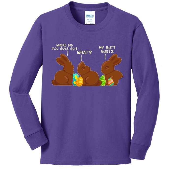 Funny Easter Chocolate Bunny Rabbits Kids Long Sleeve Shirt