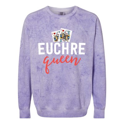 Funny Euchre Cool Gift Euchre Queen Player Mom Gift Colorblast Crewneck Sweatshirt