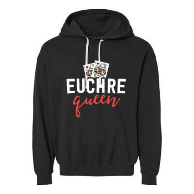 Funny Euchre Cool Gift Euchre Queen Player Mom Gift Garment-Dyed Fleece Hoodie