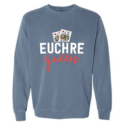 Funny Euchre Cool Gift Euchre Queen Player Mom Gift Garment-Dyed Sweatshirt