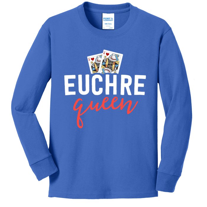 Funny Euchre Cool Gift Euchre Queen Player Mom Gift Kids Long Sleeve Shirt