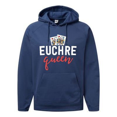 Funny Euchre Cool Gift Euchre Queen Player Mom Gift Performance Fleece Hoodie