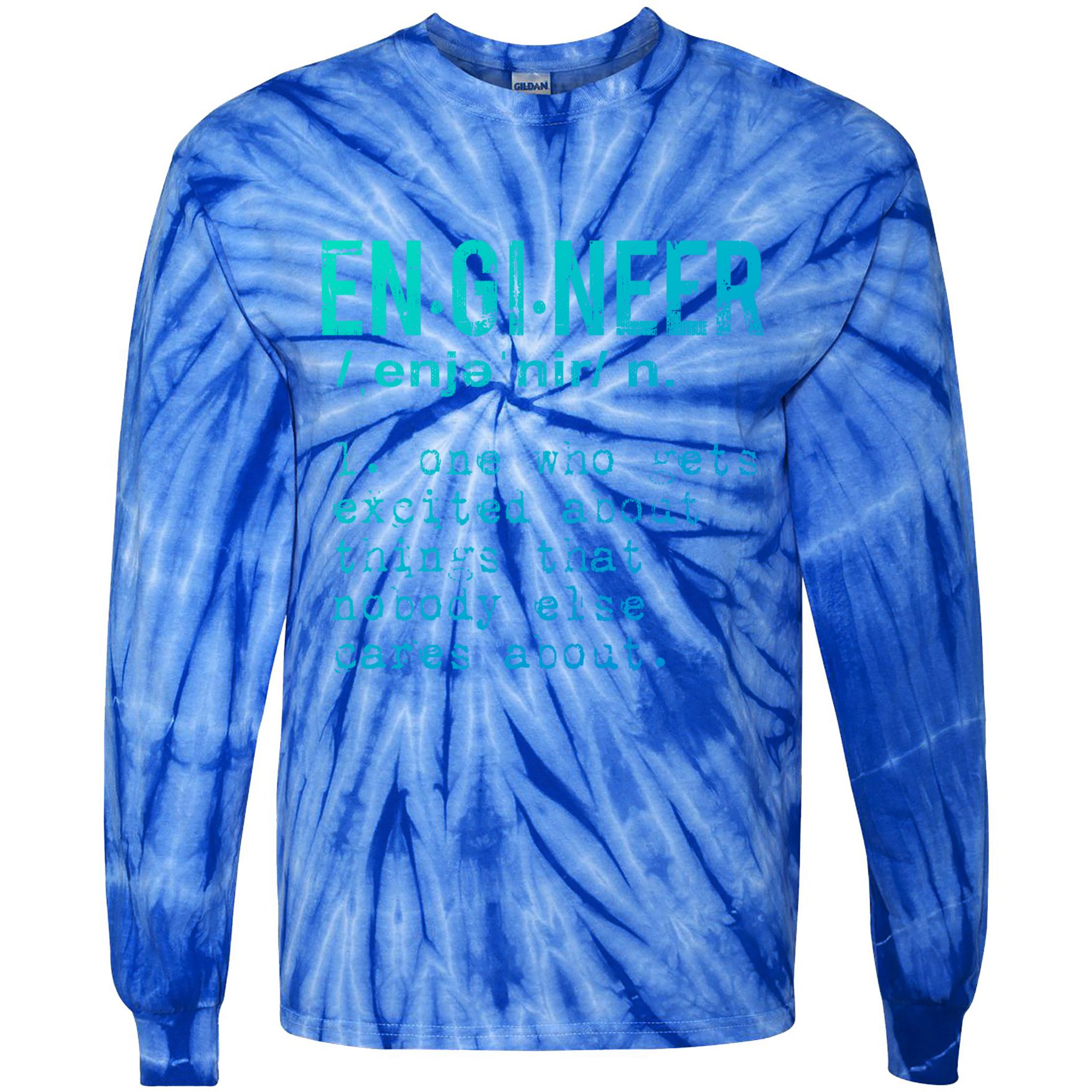 Funny Engineering Cute Gift Engineer Definition Funny Gift Tie-Dye Long Sleeve Shirt