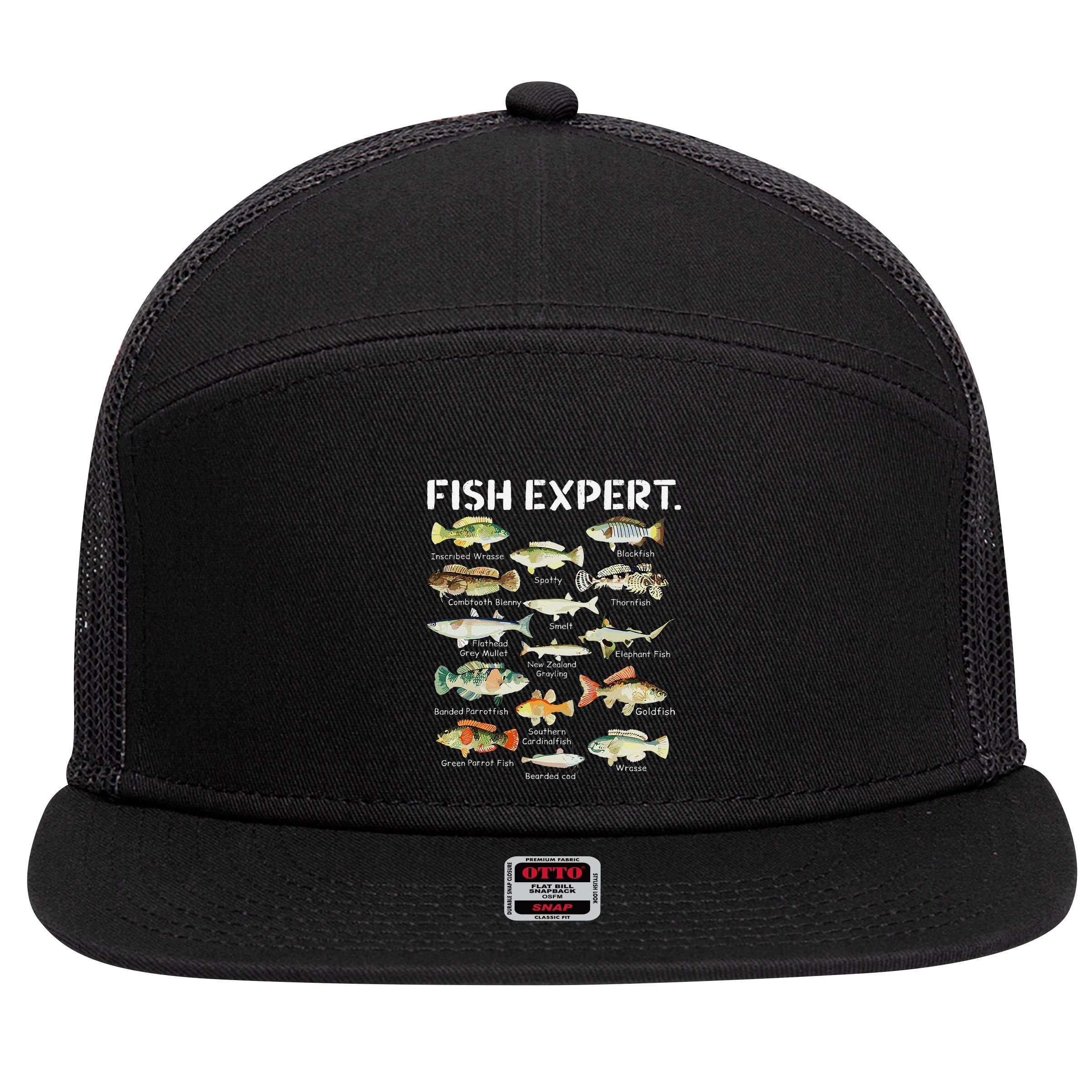 Fish Expert Cute Fish Child Fishing 7 Panel Mesh Trucker Snapback Hat