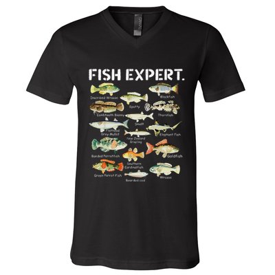 Fish Expert Cute Fish Child Fishing V-Neck T-Shirt