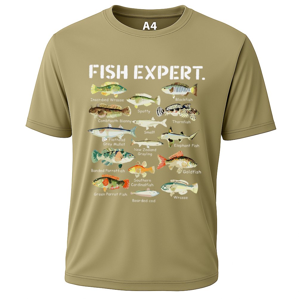 Fish Expert Cute Fish Child Fishing Cooling Performance Crew T-Shirt