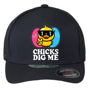 Funny Easter Chicks Dig Me Flexfit Unipanel Trucker Cap