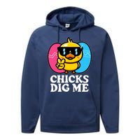 Funny Easter Chicks Dig Me Performance Fleece Hoodie