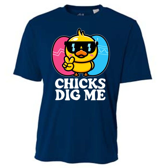 Funny Easter Chicks Dig Me Cooling Performance Crew T-Shirt