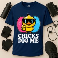 Funny Easter Chicks Dig Me Cooling Performance Crew T-Shirt