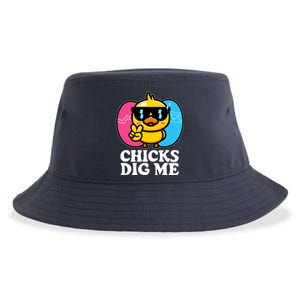 Funny Easter Chicks Dig Me Sustainable Bucket Hat