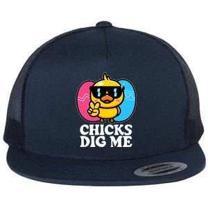 Funny Easter Chicks Dig Me Flat Bill Trucker Hat