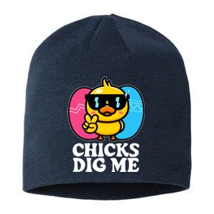 Funny Easter Chicks Dig Me Sustainable Beanie