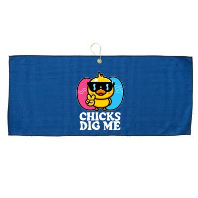Funny Easter Chicks Dig Me Large Microfiber Waffle Golf Towel