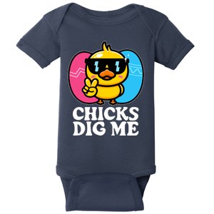 Funny Easter Chicks Dig Me Baby Bodysuit