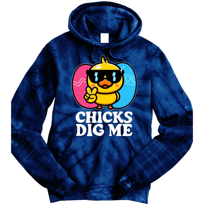 Funny Easter Chicks Dig Me Tie Dye Hoodie