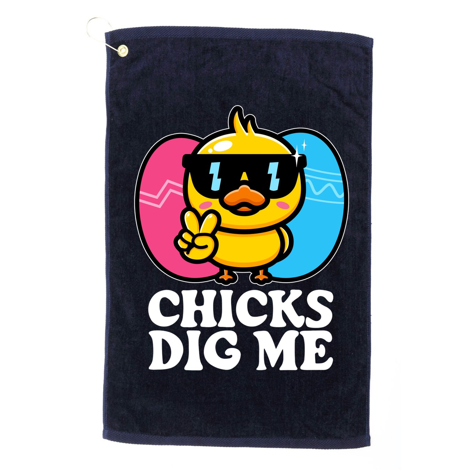 Funny Easter Chicks Dig Me Golf Towel