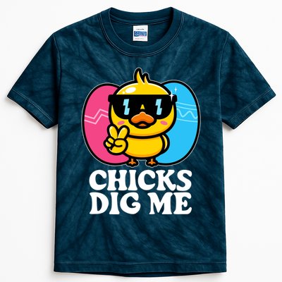 Funny Easter Chicks Dig Me Kids Tie-Dye T-Shirt