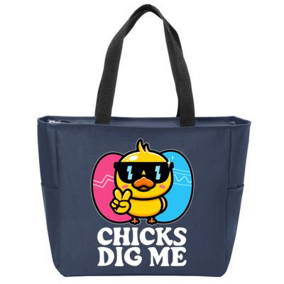 Funny Easter Chicks Dig Me Zip Tote Bag