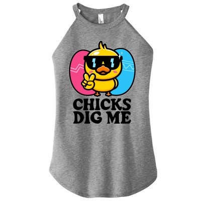 Funny Easter Chicks Dig Me Women’s Perfect Tri Rocker Tank