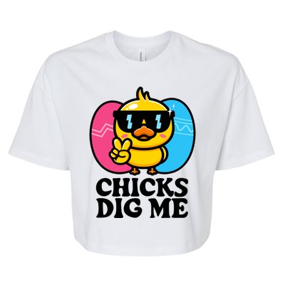 Funny Easter Chicks Dig Me Bella+Canvas Jersey Crop Tee