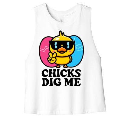 Funny Easter Chicks Dig Me Women's Racerback Cropped Tank