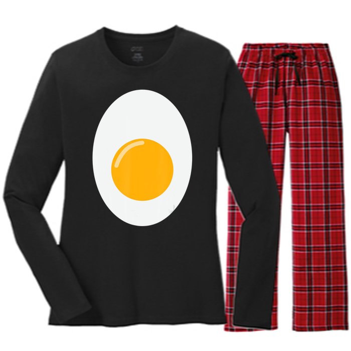 Fried Egg Cute Lazy Halloween Costume Women's Long Sleeve Flannel Pajama Set 