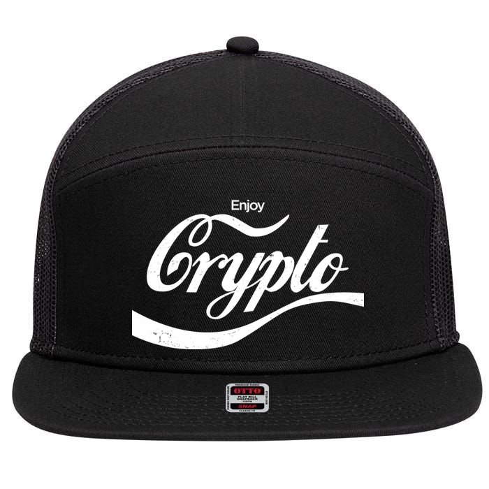 Funny Enjoy Crypto Cola Logo 7 Panel Mesh Trucker Snapback Hat
