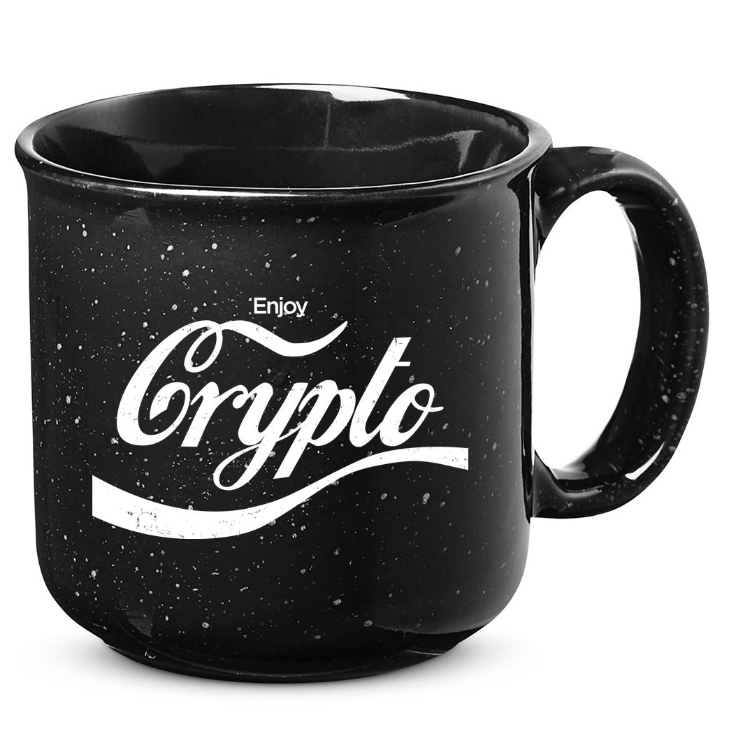 Funny Enjoy Crypto Cola Logo 15oz Campfire Ceramic Mug