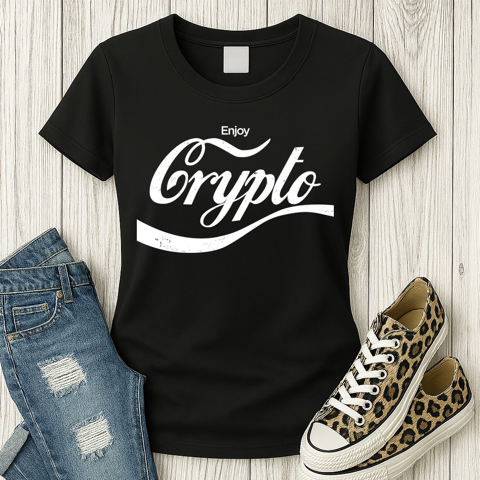 Funny Enjoy Crypto Cola Logo Womens T-Shirt