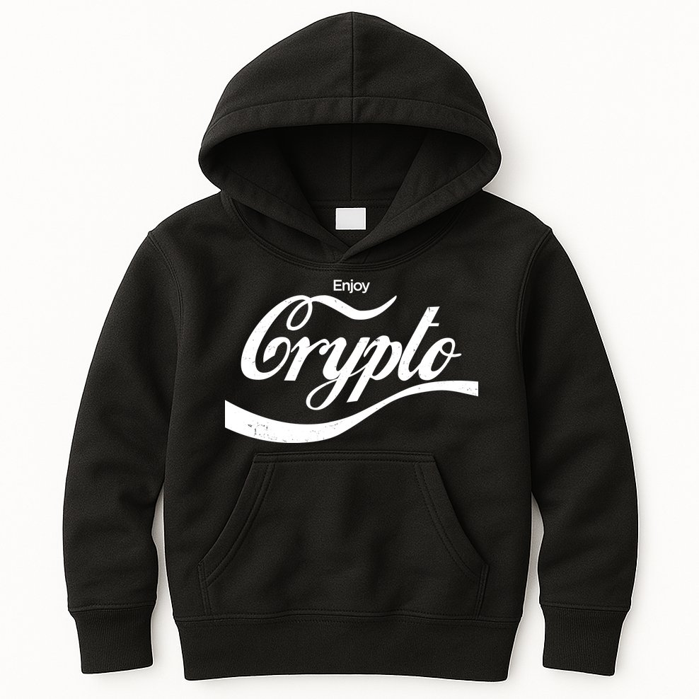 Funny Enjoy Crypto Cola Logo Kids Hoodie