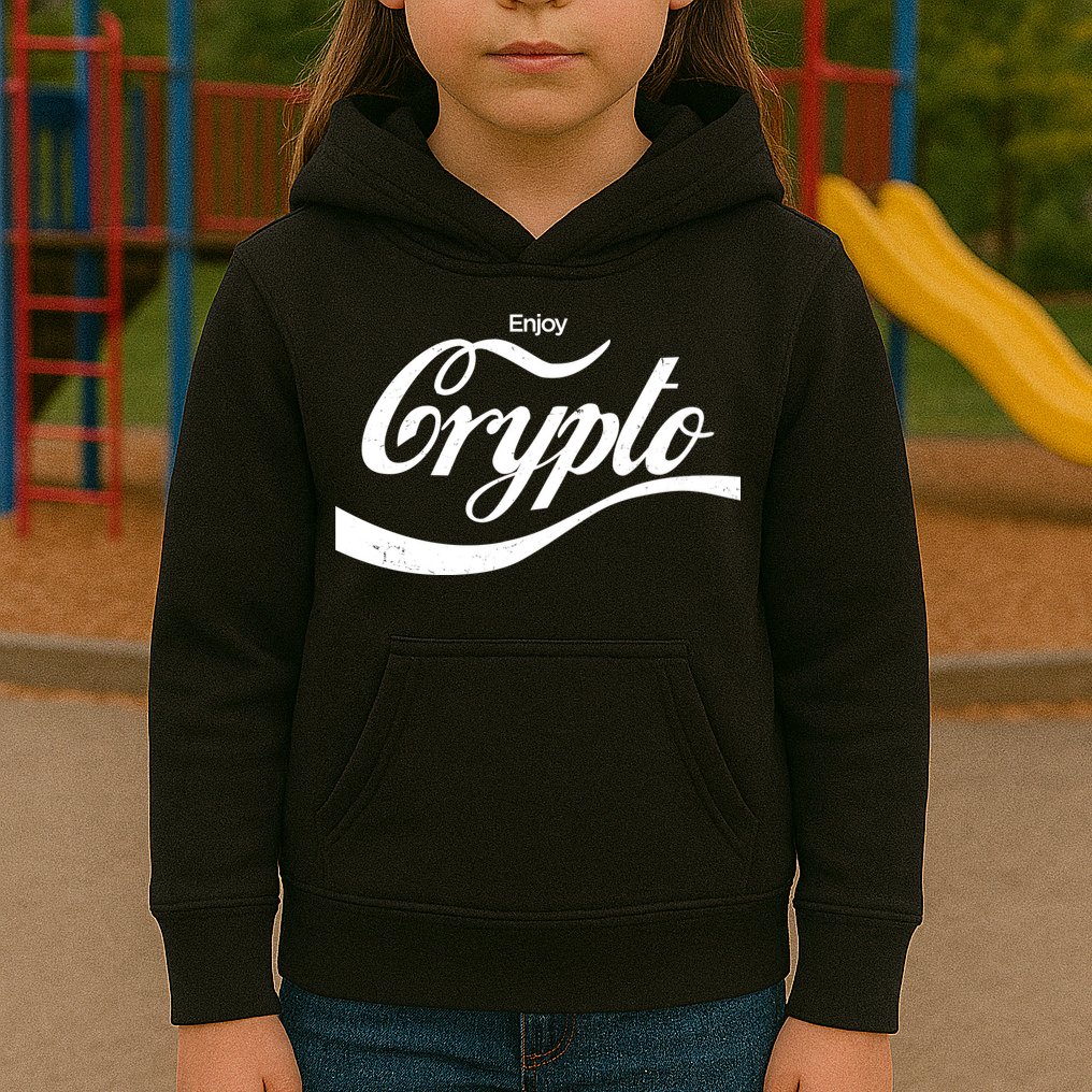 Funny Enjoy Crypto Cola Logo Kids Hoodie